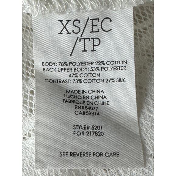 Cabi Top Women XS White Prudence Sleeveless Popover Lace Boho Sheer Fairy Spring - Picture 7 of 10